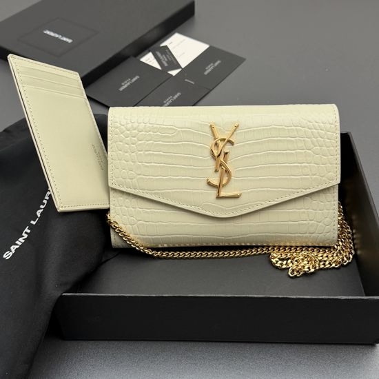 Yves Saint Laurent YSL Envelope Croc-Embossed Chain Bag 607788