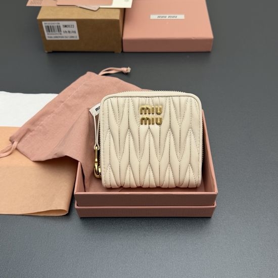 Miu Miu Matelasse Sheep Leather Short Zip Wallet 5MO522