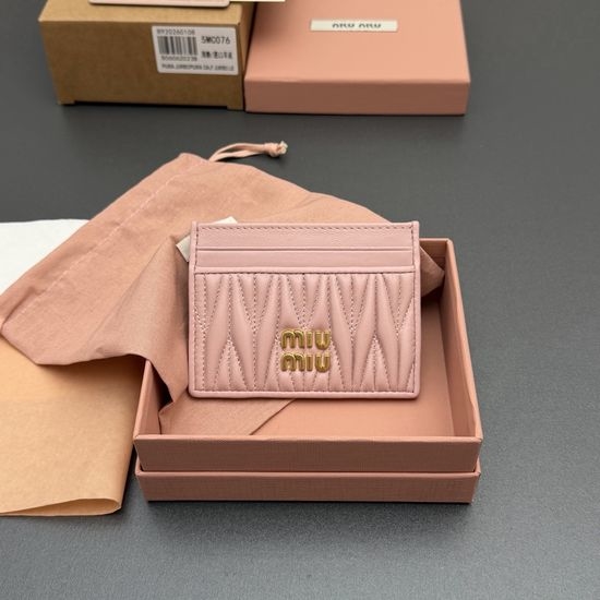 Miu Miu Matelasse Light Pink Lambskin Card Holder 5MC076