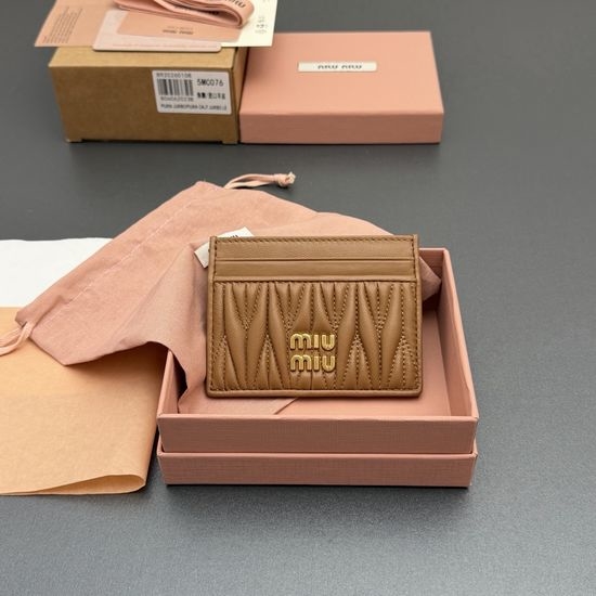 Miu Miu Matelasse Caramel Lambskin Card Holder 5MC076