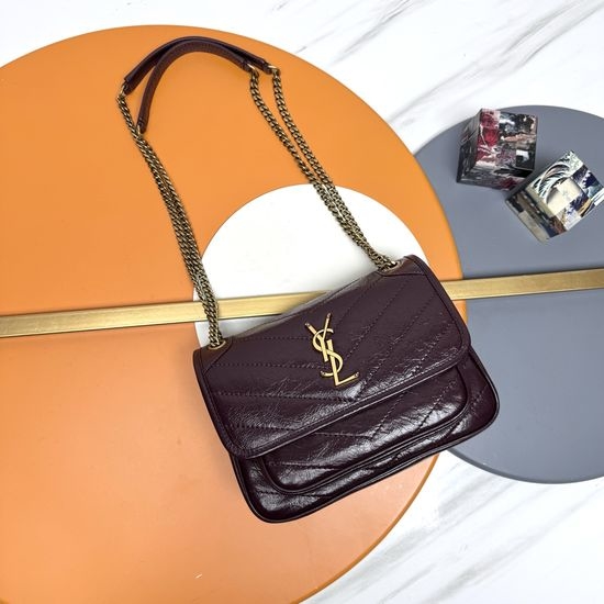 Yves Saint Laurent YSL Niki Wrinkled Leather Bag 533037