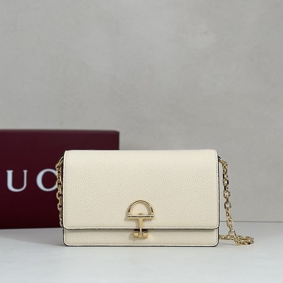 Gucci White Litchi Grain Clutch 855654