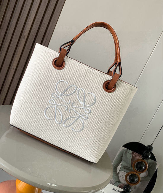 Loewe Anagram Tote Linen Blend Embroidered Bag 9300