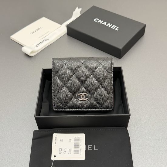 Chanel Caviar Leather Short Bifold Wallet A84028