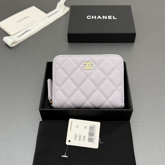 Chanel Short Zip Wallet Lilac Grain AP4652