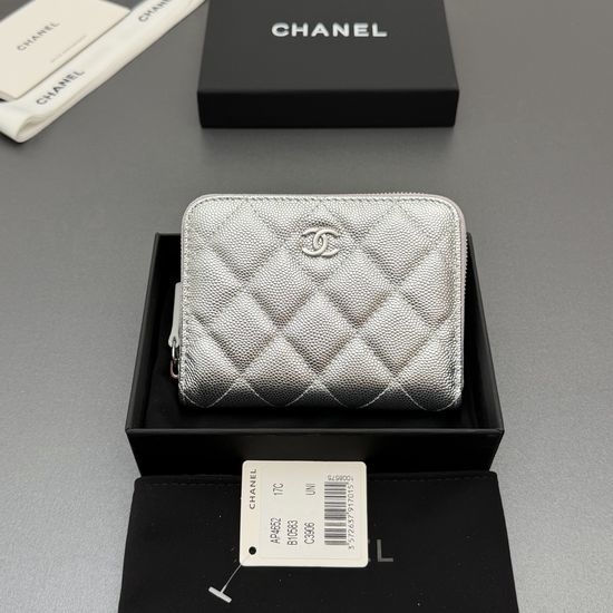 Chanel Caviar Leather Short Zip Wallet AP4652
