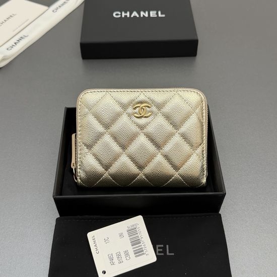 Chanel Caviar Leather Short Zip Wallet AP4652