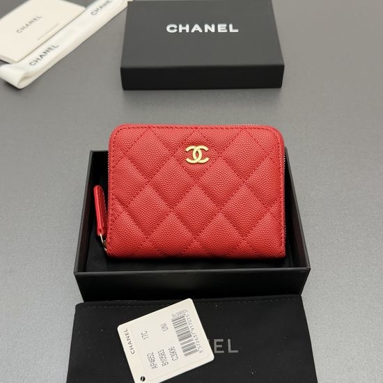 Chanel Caviar Leather Short Zip Wallet AP4652