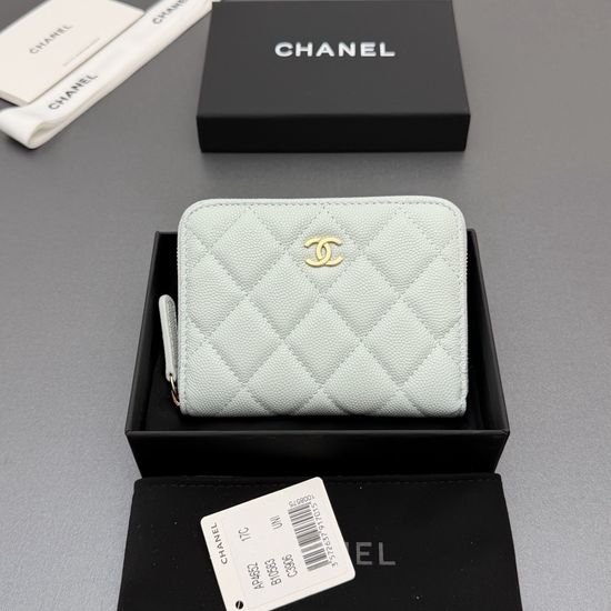 Chanel Caviar Leather Short Zip Wallet AP4652