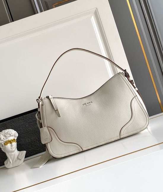 Prada Aimee Textured Leather Hobo Bag 1BC280