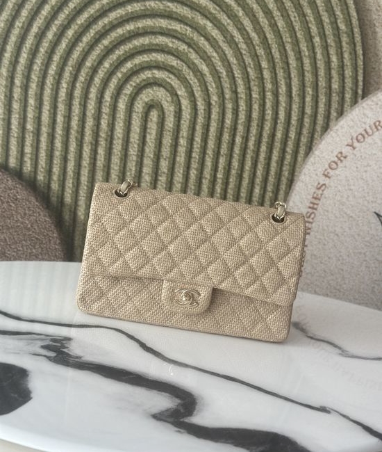 Chanel Raffia Weave Classic Flap Wheat 9294