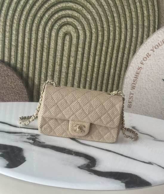 Chanel Raffia Weave Classic Flap Wheat 9293