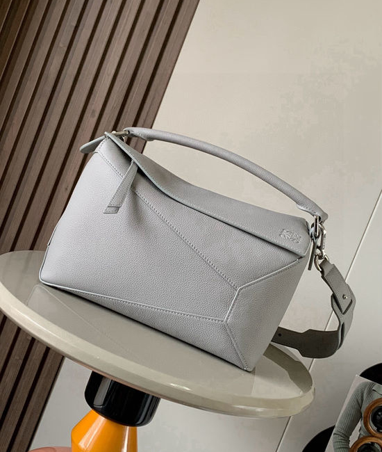 Loewe Puzzle Leather Handbag 9312 Grey Litchi
