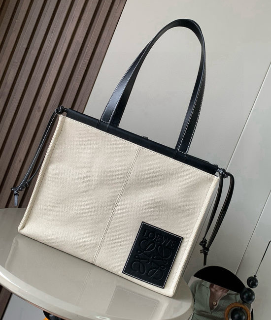 Loewe Cushion Tote Canvas Bag With Leather Straps 8015