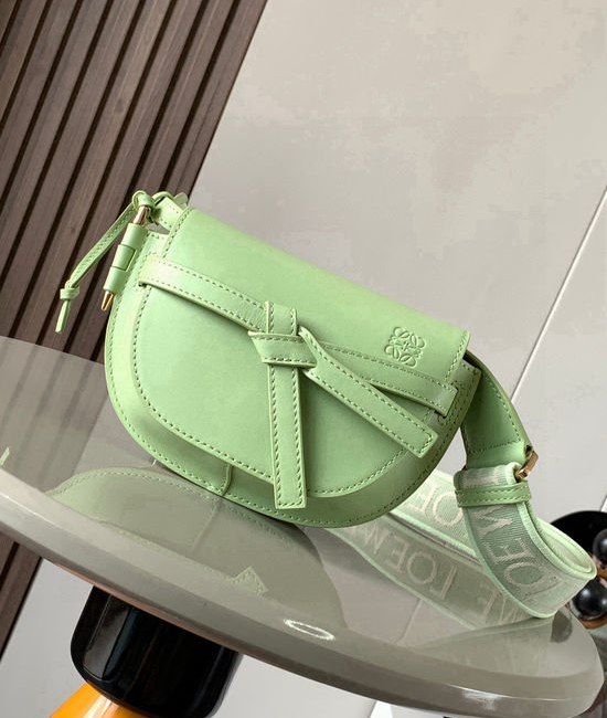 Loewe Gate Duel Mini Leather Saddle Bag Light Green 9003