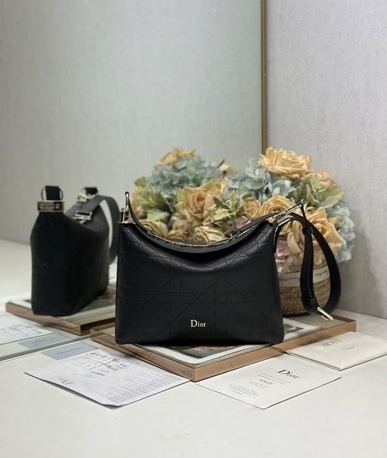 Christian Dior CD Small Handbag Goat Pattern Light Gold Buckle 1411