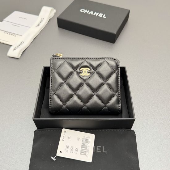 Chanel Short Zipper Wallet Gold Hardware AP3999