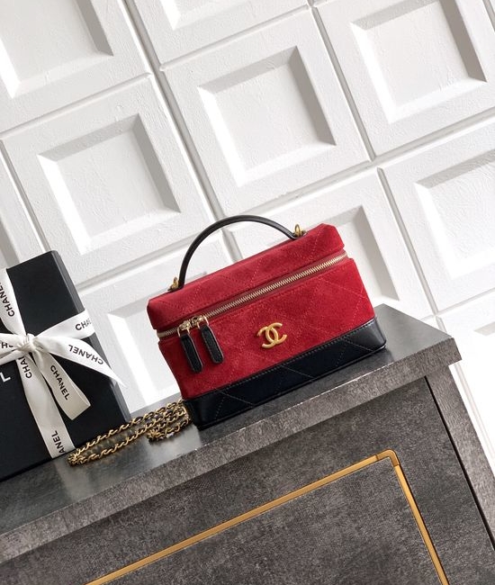 Chanel Lunch Box Bag Black and Burgundy 789