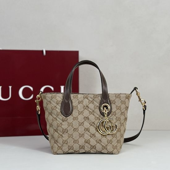 Gucci Canvas Shoulder Bag Light Apricot Fabric 855391