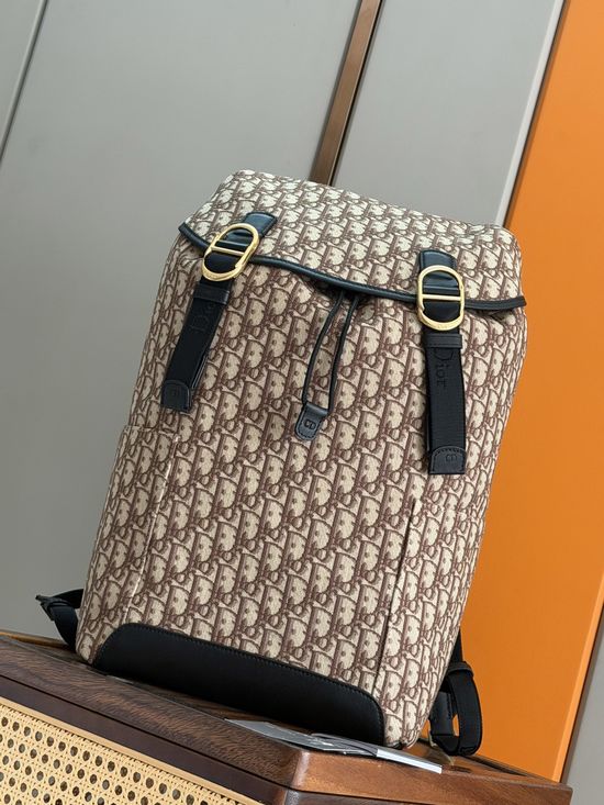 Christian Dior Jett Brown Oblique Print Backpack 93955