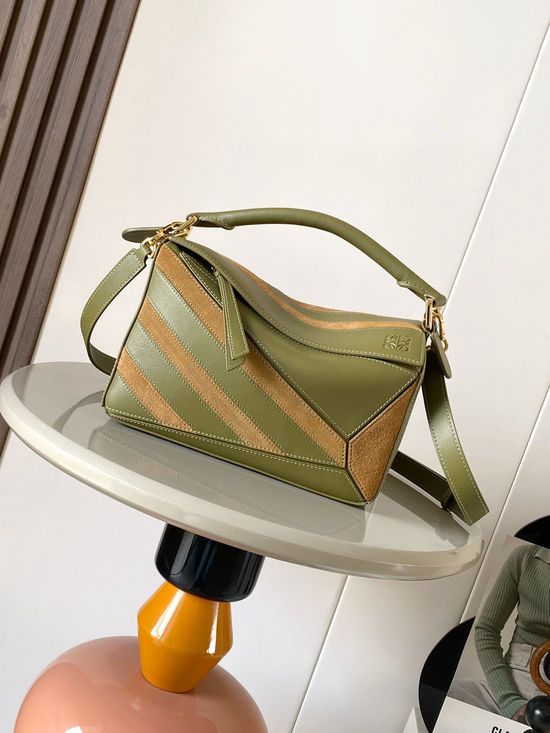 Loewe Puzzle Bag Geometric Design Olive Green 9107-9108