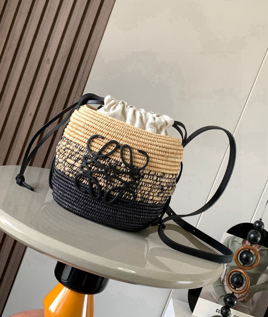 Loewe Basket Honeycomb Black Woven Leather 8002