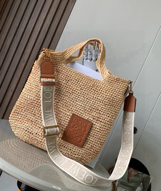 Loewe Slit Raffia Tote Handbag 8006