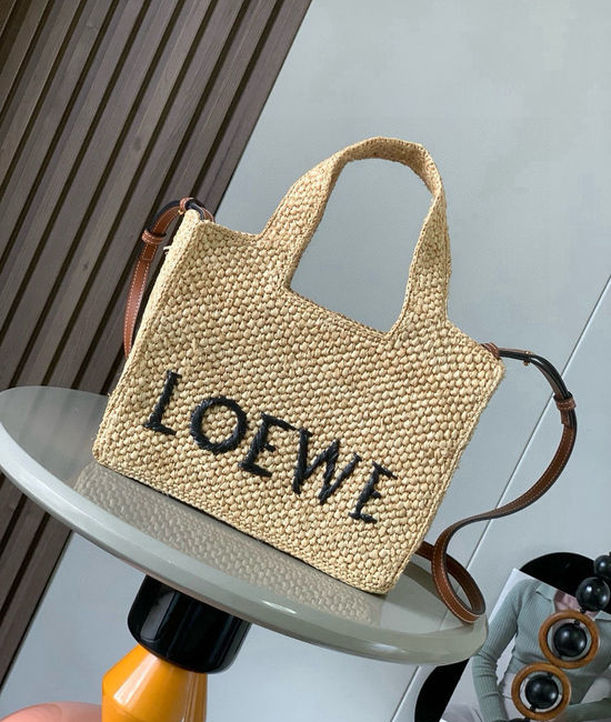 Loewe Font Tote Raffia Handbag 8021