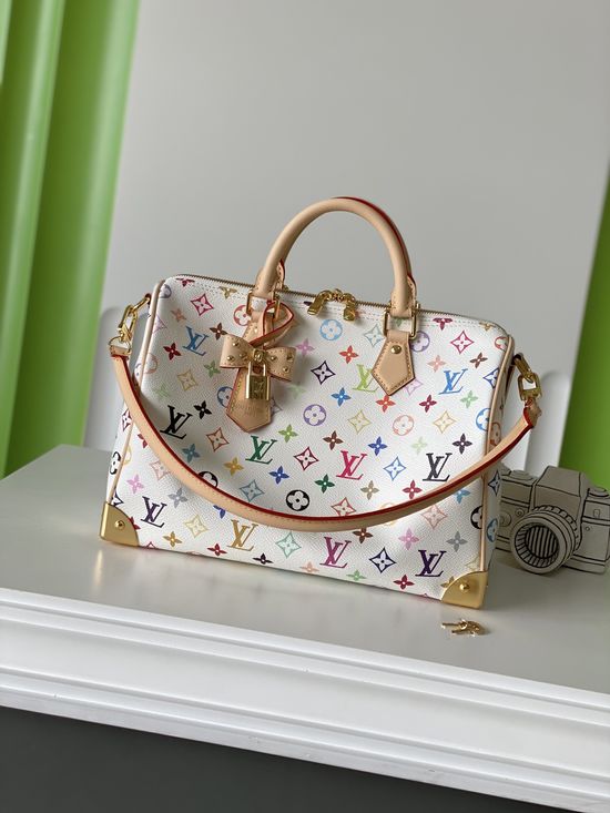 Louis Vuitton Speedy Multicolor White Handbag M27789
