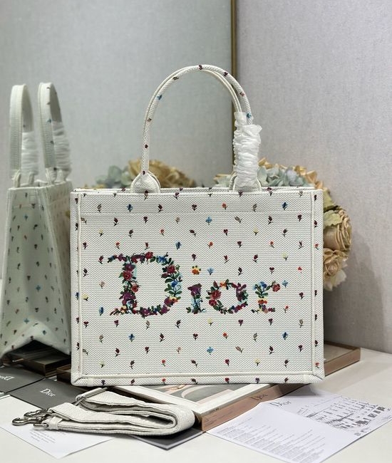 Christian Dior CD Book Tote Floral With Strap Medium 1286