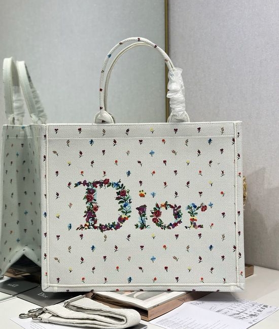 Christian Dior CD Book Tote Embroidered Handbag 1286