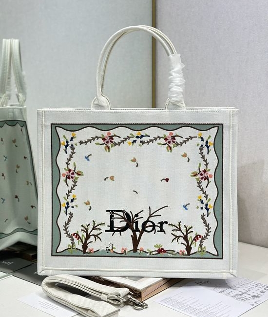 Christian Dior CD Book Tote Coffee Tree Printed 1286