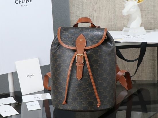 Celine FOLCO Leather Backpack with TRIOMPHE CANVAS 117902