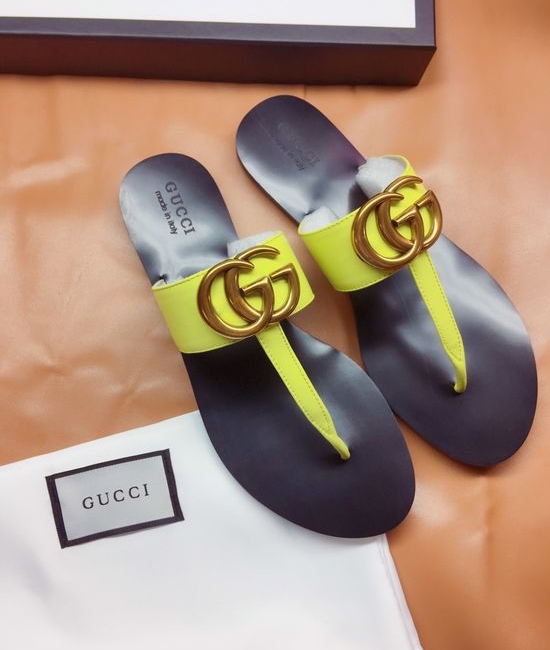Gucci Cowhide Upper Flip Flops with Metal Decor