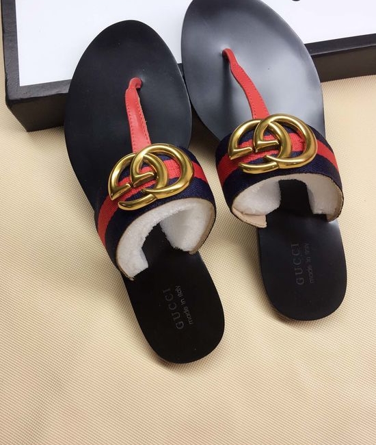 Gucci Cowhide Upper Flip Flops with Metal Decor