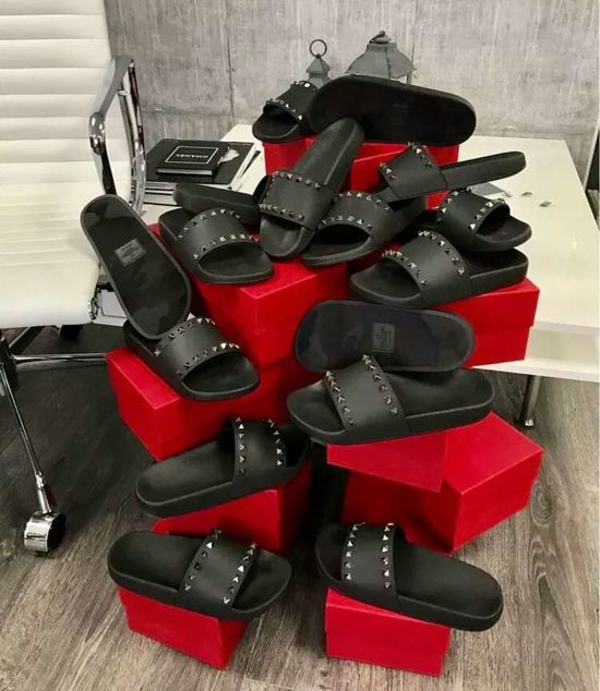 Valentino Handmade Studded Casual Slides With Non Slip Sole