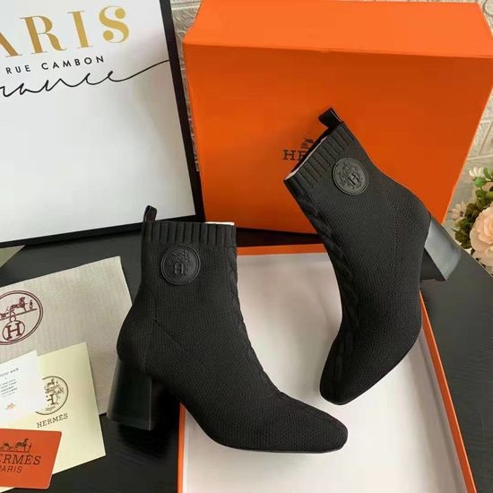 Hermes Knit Upper Horse Heel Dual Option Sole Classic Shoes