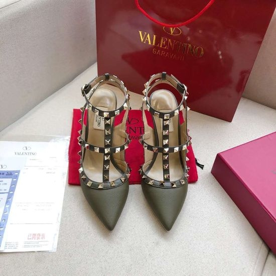 Valentino Litchi Grain Leather High Heel Pumps Sheepskin Insole