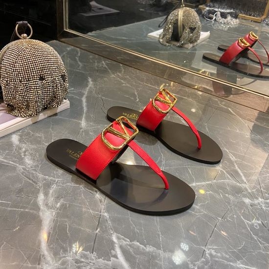 Valentino Genuine Leather Flip Flops with Logo Hardware