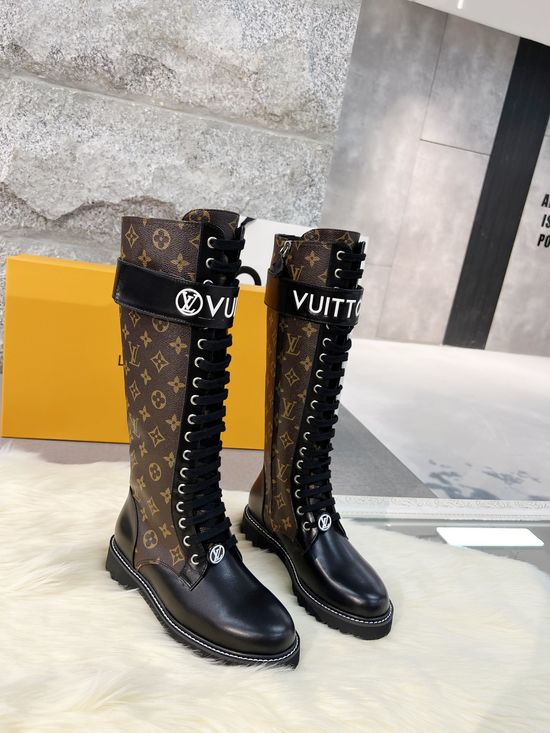 Louis Vuitton Genuine Leather Flat Ankle Boots Adjustable Fastening Side Zipper