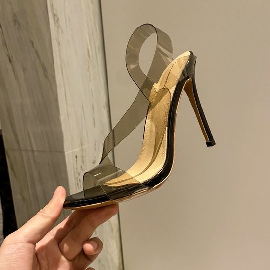 Gianvito Rossi Transparent Strap Stiletto High Heel Comfort Sandals