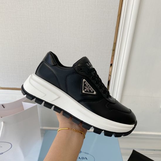 Prada Classic Leather Low-top Casual Shoes with Logo Detail