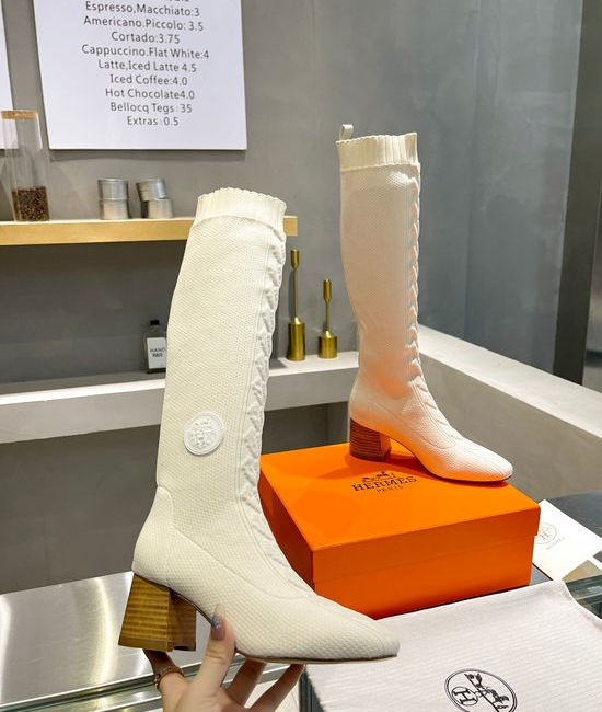 Hermes Stretchy Block Heel Ankle Boots With Soft Insole