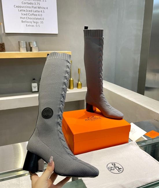 Hermes Stretchy Block Heel Ankle Boots With Soft Insole