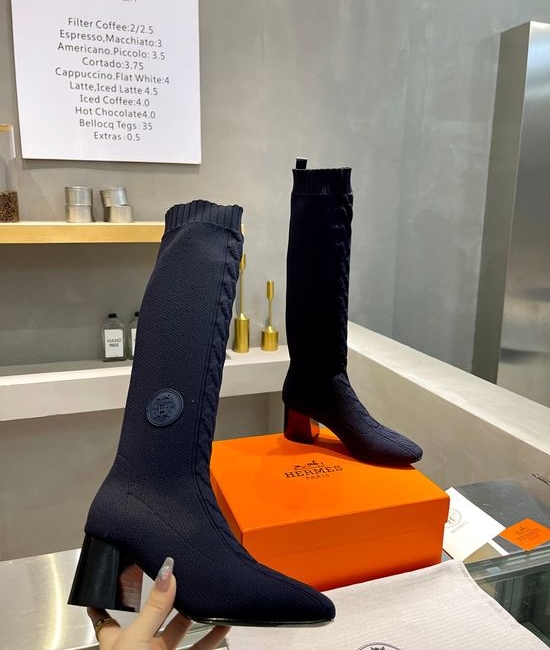 Hermes Stretchy Block Heel Ankle Boots With Soft Insole