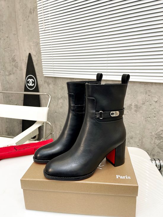 Louis Vuitton Genuine Leather Chunky Heel Ankle Boots