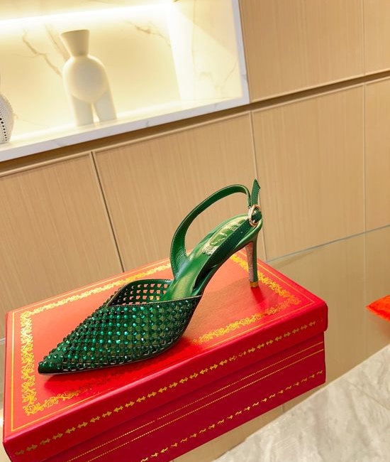 Rene Caovilla Gorgeous Gemstone Embellished Pointed Toe Silk Heels