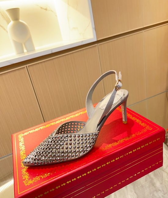 Rene Caovilla Gorgeous Gemstone Embellished Pointed Toe Silk Heels