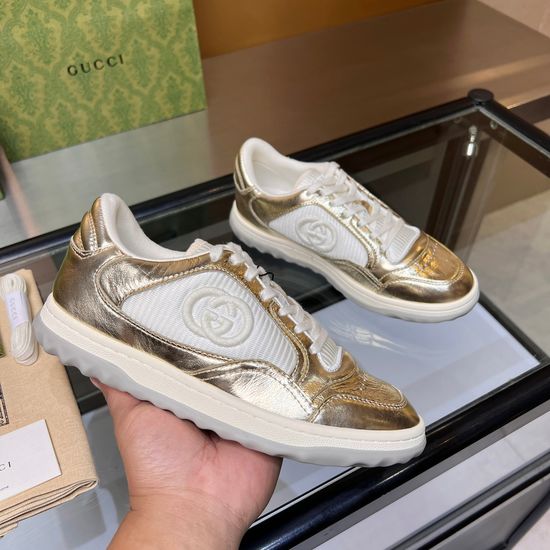 Gucci Vintage Distressed Leather Sneakers Non-slip Sole Breathable Lining