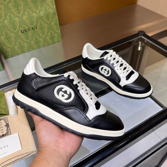 Gucci Vintage Distressed Leather Sneakers Non-slip Sole Breathable Lining